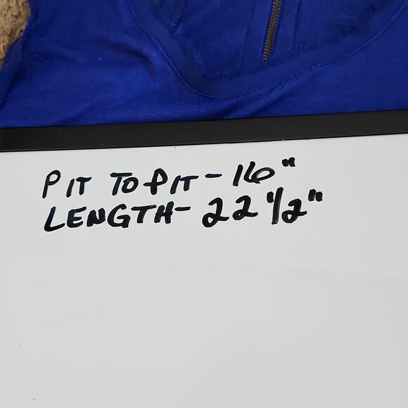 Silence + Noise Women's Blue Tank Top Size XS Racerback Zipper Eyelash Fringe - Picture 8 of 8